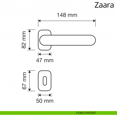 Maniglia per porta interna Zaara Linea Calì con rosetta artistica foro patent