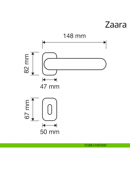 Maniglia per porta interna Zaara Linea Calì con rosetta artistica foro patent