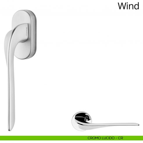 Maniglia per finestra martellina DK Wind Linea Calì cromo lucido