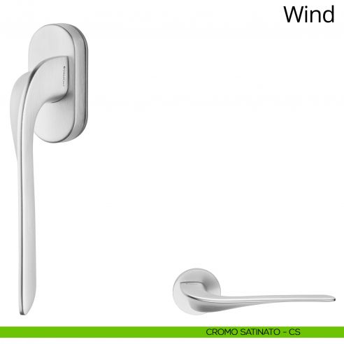 Maniglia per finestra martellina DK Wind Linea Calì cromo satinato