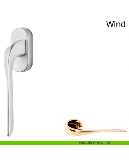 Maniglia per finestra martellina DK Wind Linea Calì oro zecchino