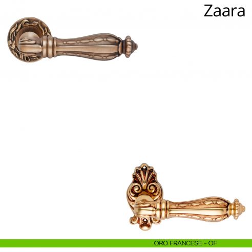 Maniglia per porta interna Zaara Linea Calì con rosetta tonda oro francese