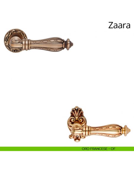 Maniglia per porta interna Zaara Linea Calì con rosetta tonda oro francese