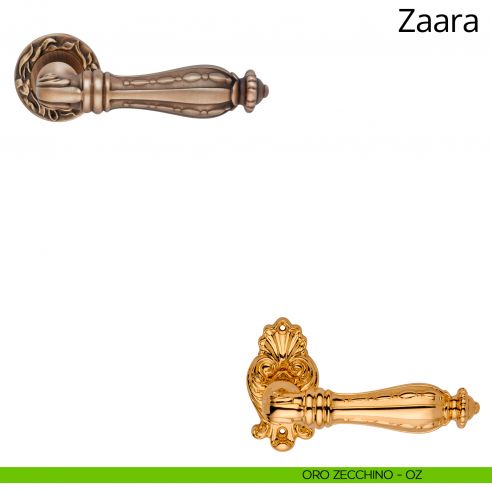 Maniglia per porta interna Zaara Linea Calì con rosetta tonda oro zecchino
