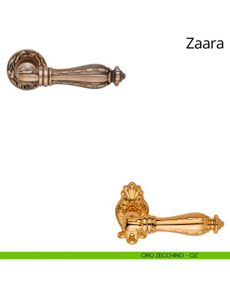 Maniglia per porta interna Zaara Linea Calì con rosetta tonda oro zecchino