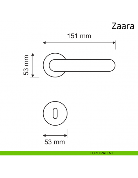 Maniglia per porta interna Zaara Linea Calì con rosetta tonda foro patent