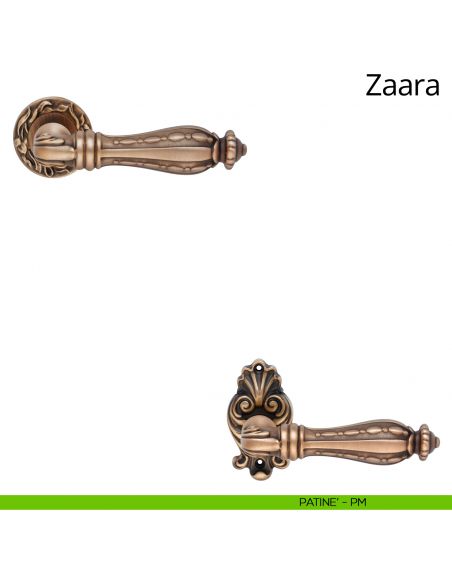 Maniglia per porta interna Zaara Linea Calì con rosetta tonda patinè