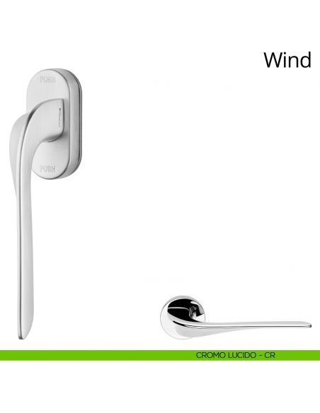 Maniglia per finestra martellina DK antintrusione Wind Linea Calì cromo lucido