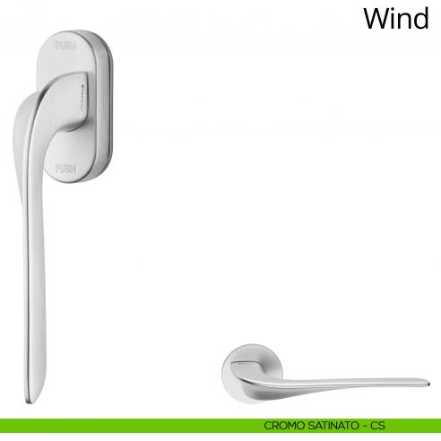 Maniglia per finestra martellina DK antintrusione Wind Linea Calì cromo satinato