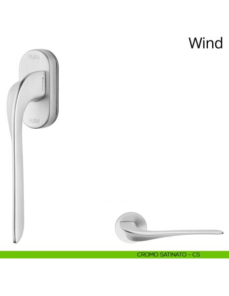 Maniglia per finestra martellina DK antintrusione Wind Linea Calì cromo satinato