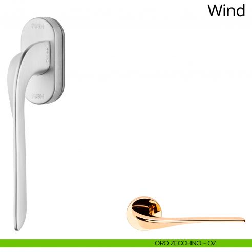 Maniglia per finestra martellina DK antintrusione Wind Linea Calì oro zecchino