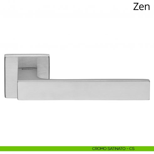 Maniglia per porta interna Zen Linea Calì rosetta quadrata tradizionale cromo satinato