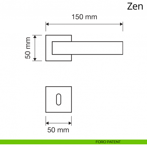 Maniglia per porta interna Zen Linea Calì rosetta quadrata tradizionale foro patent