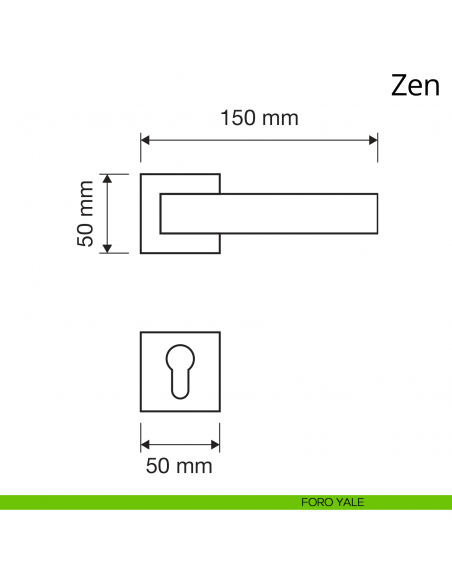 Maniglia per porta interna Zen Linea Calì rosetta quadrata tradizionale foro yale
