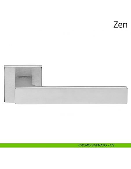 Maniglia per porta interna Zen Linea Calì su rosetta quadrata bassa cromo satinato
