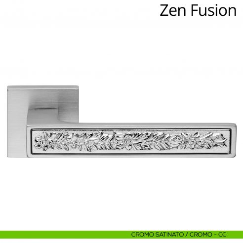 Maniglia per porta interna Zen Fusion Linea Calì rosetta quadrata tradizionale cromo satinato + cromo