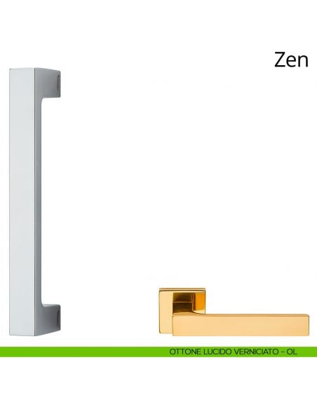 Maniglione per porta dritto Zen Linea Calì ottone lucido verniciato