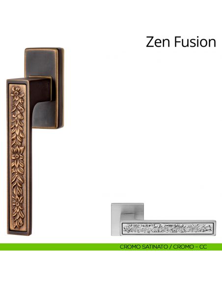 Maniglia per finestra martellina DK Zen Fusion Linea Calì cromo satinato + cromo