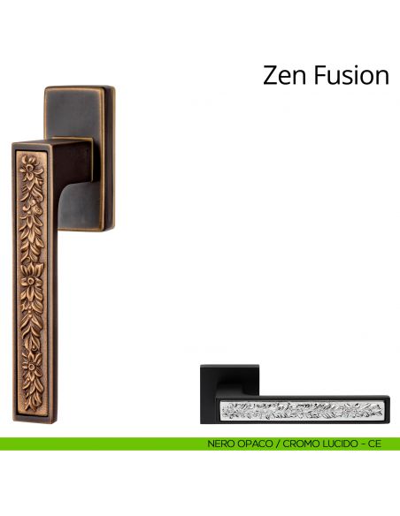 Maniglia per finestra martellina DK Zen Fusion Linea Calì nero opaco + cromo lucido