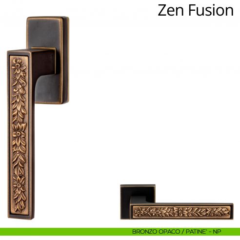 Maniglia per finestra martellina DK Zen Fusion Linea Calì bronzo opaco + patinè