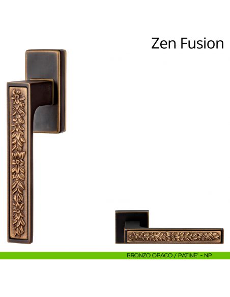 Maniglia per finestra martellina DK Zen Fusion Linea Calì bronzo opaco + patinè