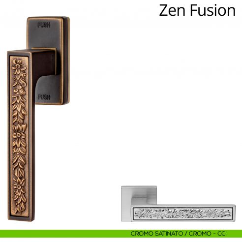 Maniglia per finestra martellina DK antintrusione Zen Fusion Linea Calì cromo satinato + cromo