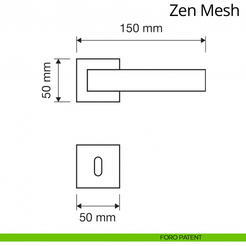 Maniglia per porta interna con Swarovski Zen Mesh Linea Calì su rosetta quadrata bassa foro patent