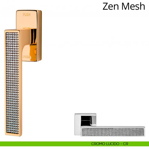 Maniglia per finestra con Swarovski martellina DK antintrusione Zen Mesh Linea Calì cromo lucido