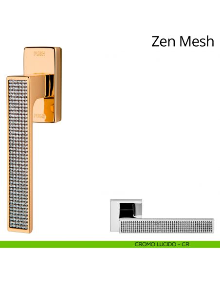 Maniglia per finestra con Swarovski martellina DK antintrusione Zen Mesh Linea Calì cromo lucido
