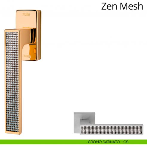 Maniglia per finestra con Swarovski martellina DK antintrusione Zen Mesh Linea Calì cromo satinato