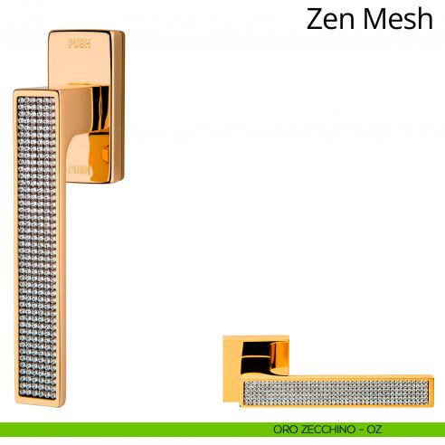 Maniglia per finestra con Swarovski martellina DK antintrusione Zen Mesh Linea Calì oro zecchino