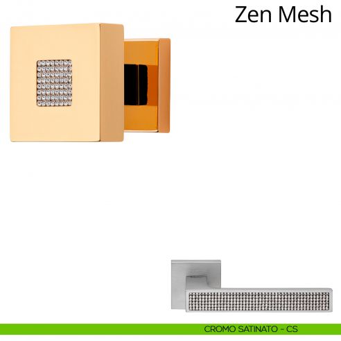 Pomolo con Swarovski per porta fisso Zen Mesh Linea Calì cromo satinato
