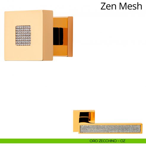 Pomolo con Swarovski per porta fisso Zen Mesh Linea Calì oro zecchino