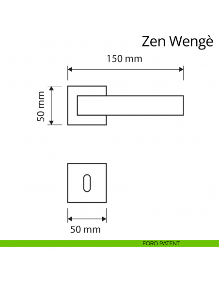 Maniglia per porta interna con Legno Zen Wengè Linea Calì rosetta quadrata tradizionale foro patent