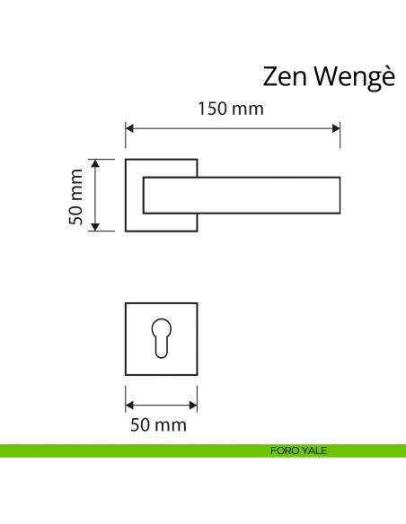 Maniglia per porta interna con Legno Zen Wengè Linea Calì rosetta quadrata tradizionale foro yale