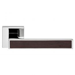 Maniglia per porta interna con Legno Zen Wengè Linea Calì su rosetta quadrata bassa