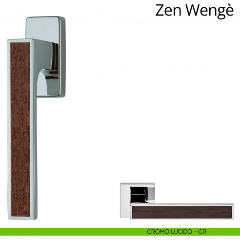 Maniglia per finestra con Legno martellina DK Zen Wengè Linea Calì cromo lucido