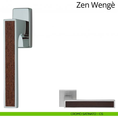 Maniglia per finestra con Legno martellina DK Zen Wengè Linea Calì cromo satinato