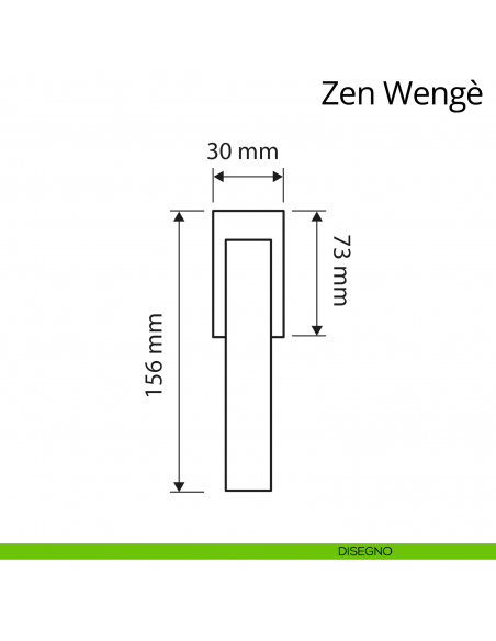 Maniglia per finestra con Legno martellina DK Zen Wengè Linea Calì disegno