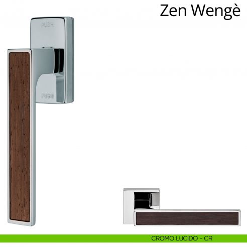 Maniglia per finestra con Legno martellina DK antintrusione Zen Wengè Linea Calì cromo lucido