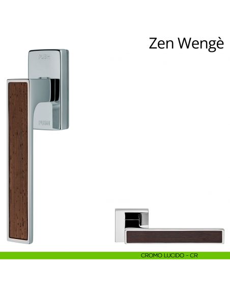 Maniglia per finestra con Legno martellina DK antintrusione Zen Wengè Linea Calì cromo lucido