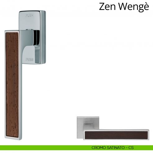 Maniglia per finestra con Legno martellina DK antintrusione Zen Wengè Linea Calì cromo satinato