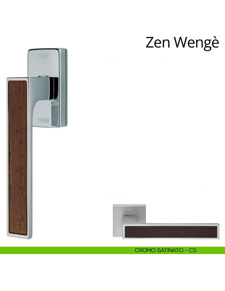 Maniglia per finestra con Legno martellina DK antintrusione Zen Wengè Linea Calì cromo satinato