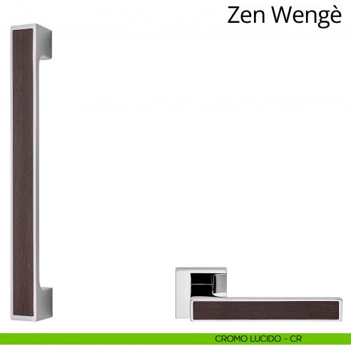 Maniglione con Legno per porta dritto Zen Wengè Linea Calì cromo lucido