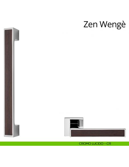 Maniglione con Legno per porta dritto Zen Wengè Linea Calì cromo lucido