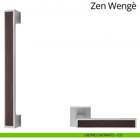 Maniglione con Legno per porta dritto Zen Wengè Linea Calì cromo satinato