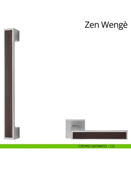 Maniglione con Legno per porta dritto Zen Wengè Linea Calì cromo satinato
