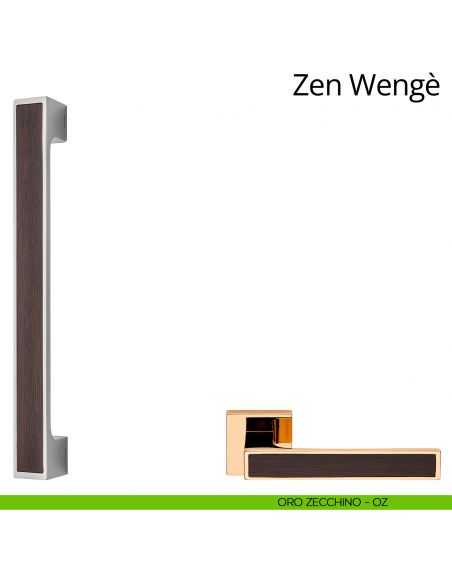 Maniglione con Legno per porta dritto Zen Wengè Linea Calì oro zecchino
