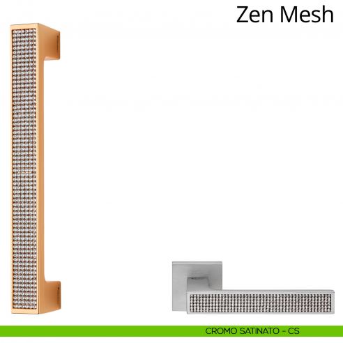 Maniglione con Swarovski per porta dritto Zen Mesh Linea Calì cromo satinato