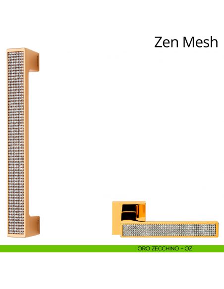 Maniglione con Swarovski per porta dritto Zen Mesh Linea Calì oro zecchino